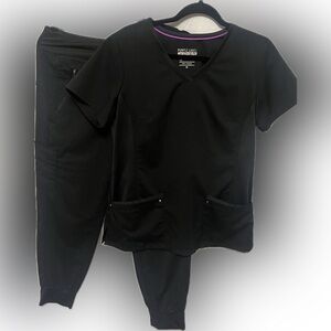 Healing Hands Purple Label Scrub Set Black -Size Medium/Petite